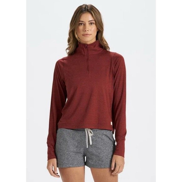 Vuori Crescent 1/2 Zip Pullover Womens Small Performance Knit Lightweight Red - Picture 1 of 11
